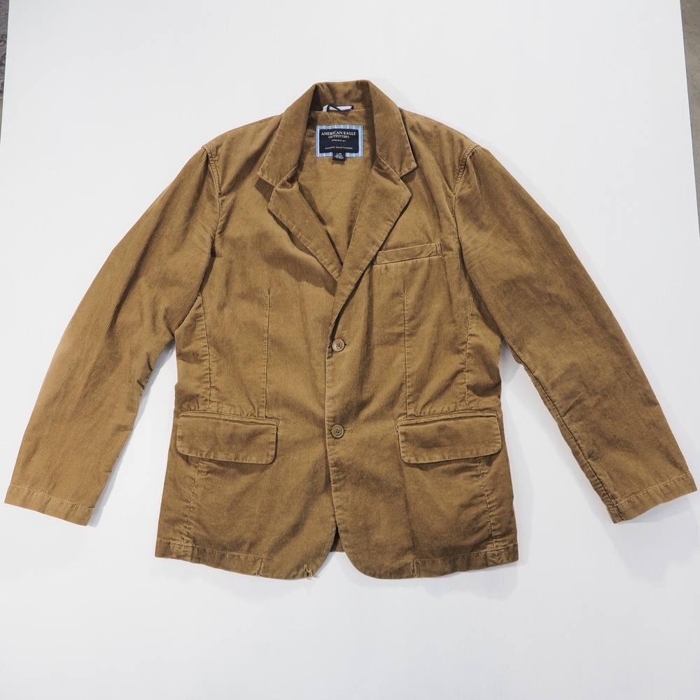 Vintage American Eagle Outfitters Blazer Men Large Tan Corduroy Skate Grunge Y2K